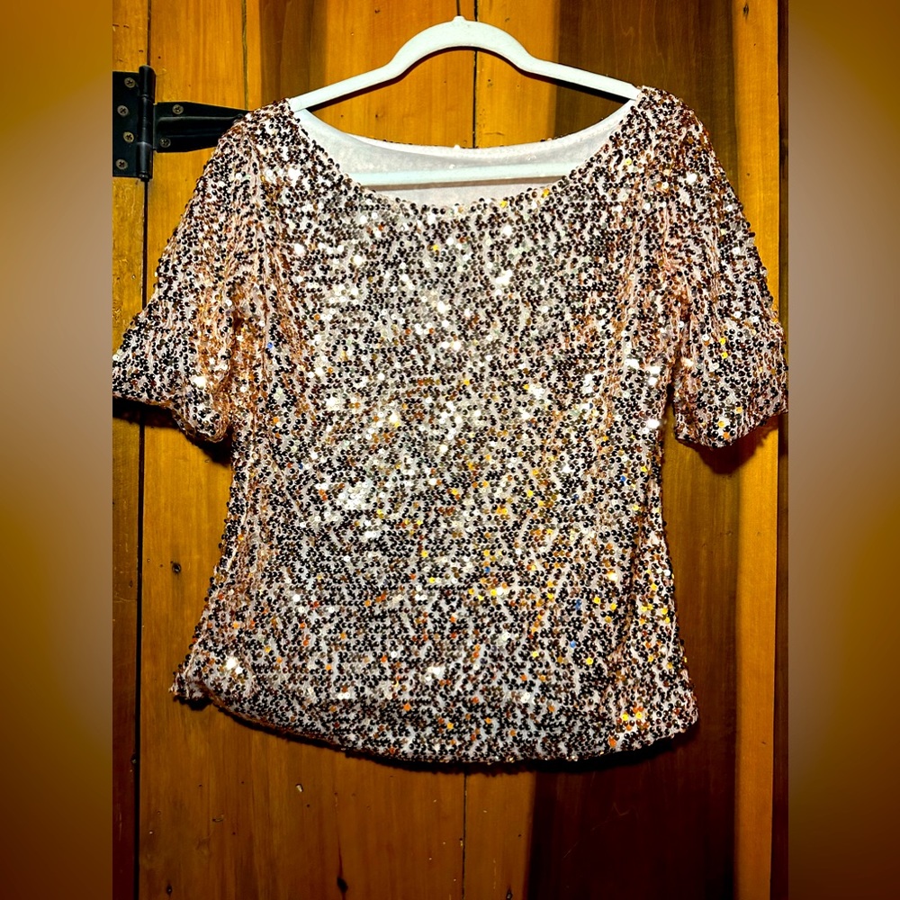 Women’s rose gold sequin blouse